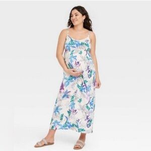 Isabel Maternity by Ingrid & Isabel Tie-Back Floral Maxi Maternity Dress NWT